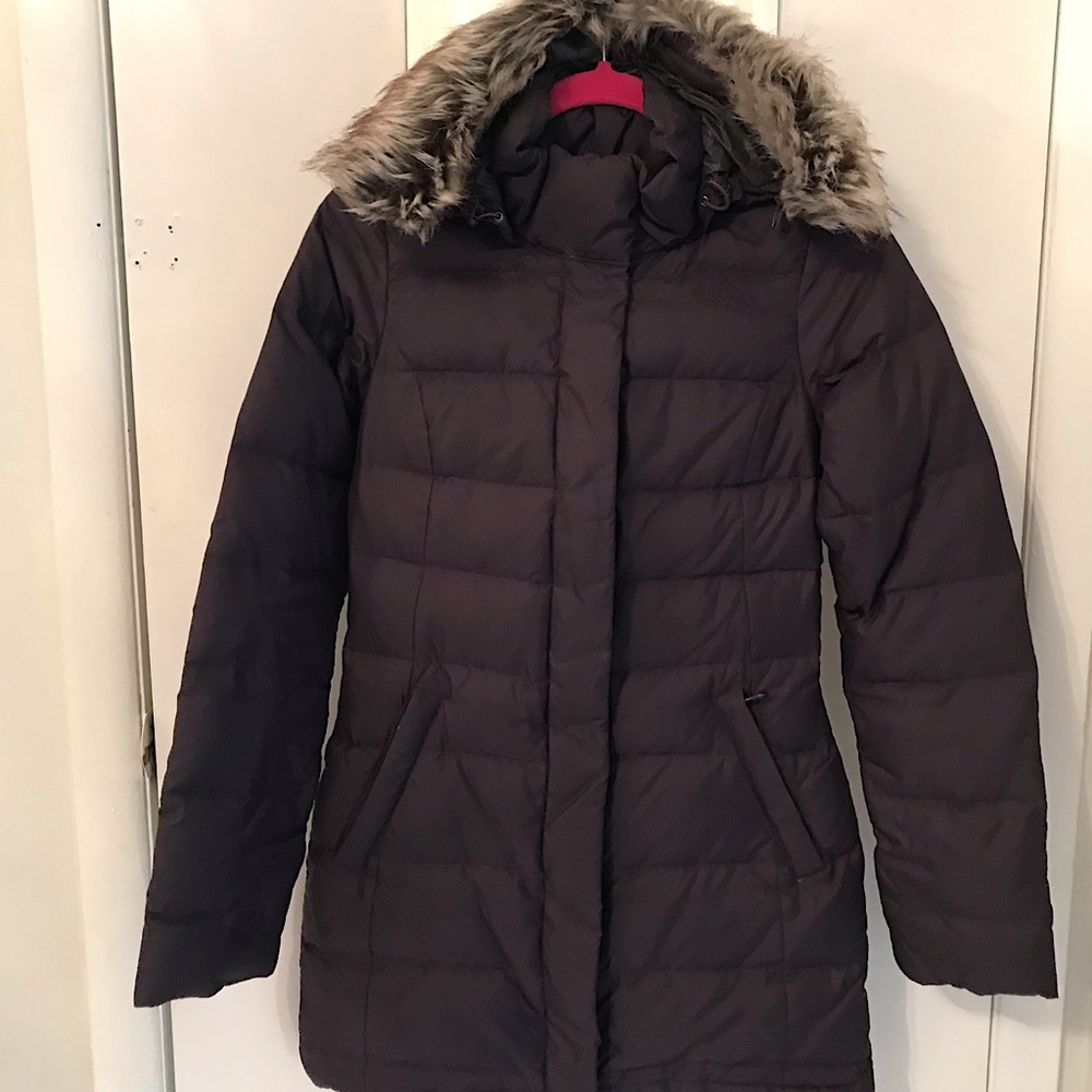 The North Face hooded puffer coat with removable hood.